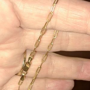 Paper clip bracelet solid 14k yellow  gold.